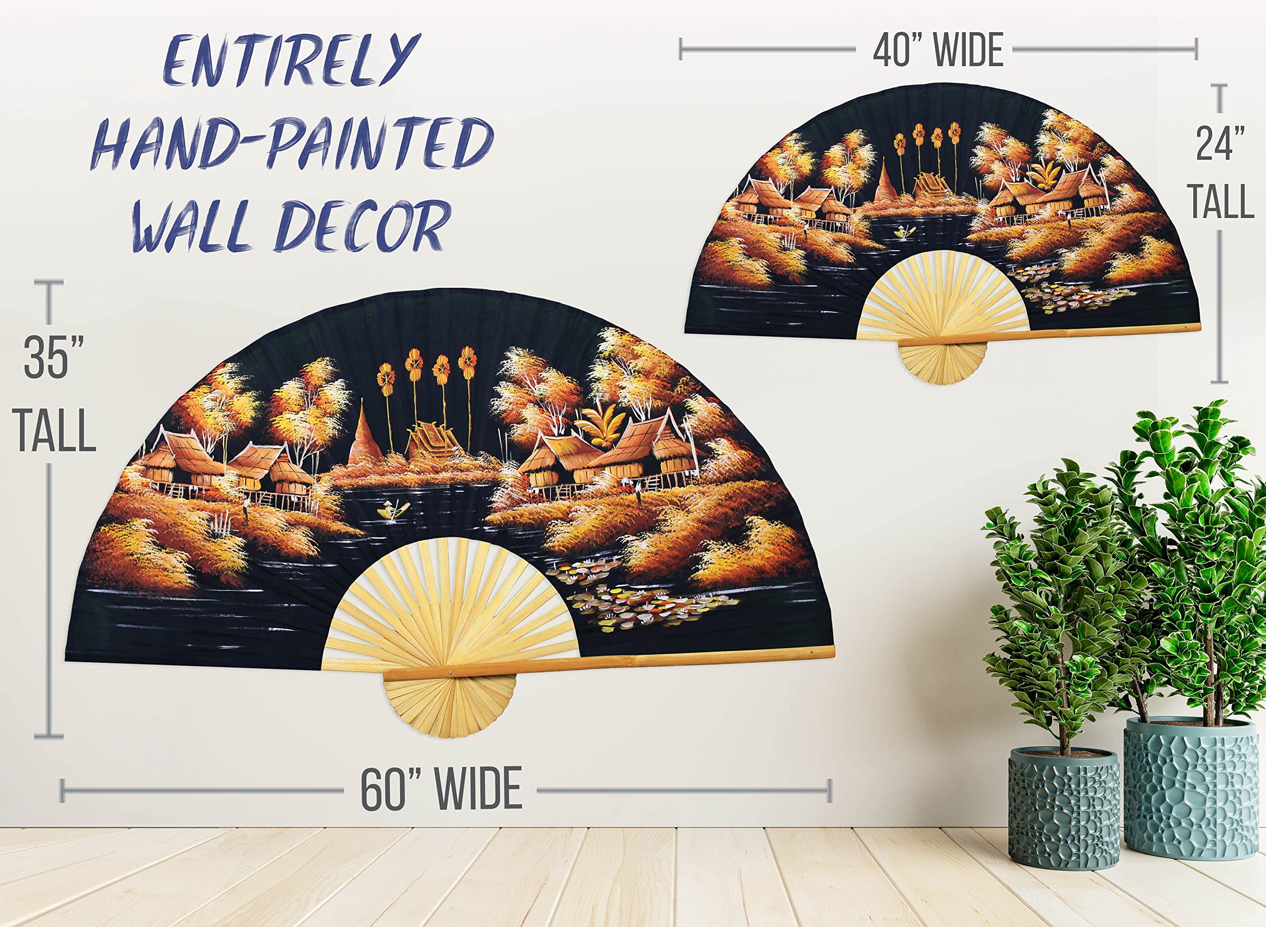 Amazon.com: Thai Landscape Folding Wall Fan Hand-painted Wall